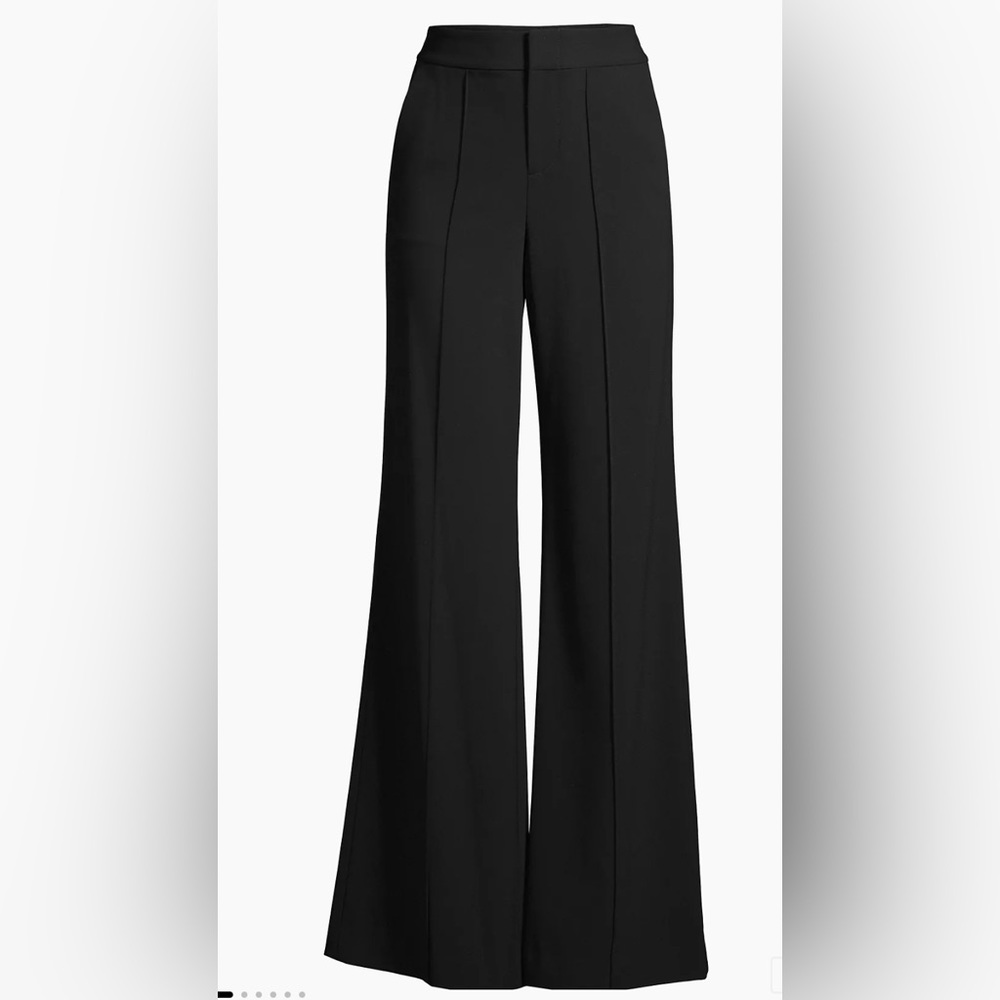 Alice & Olivia “Dylan” wide leg, high waisted, black acetate pants